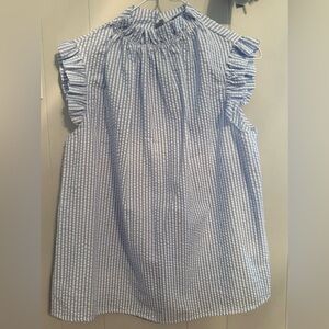 Blue and White Seersucker Top